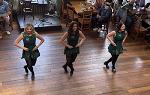 Overhead view of three women dancing