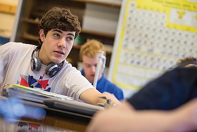  Landmark College student in class.