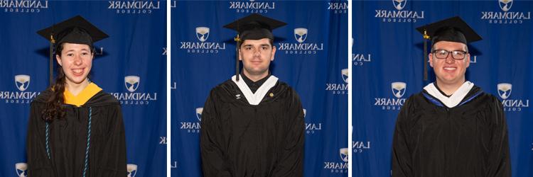 贾斯汀圣. 马丁, Devin麦克海尔 and Kayla Patterson wearing graduation regalia